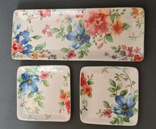Floral Serving Platter & 2 Matching Plates Set | New Home Centre
