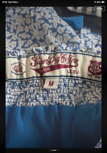 skirt superdry mini skirt medium blue & white floral