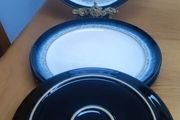 Denby Halo Wide Rimmed Dinner Plate Set of 4 Wide Rim Dinner Plates.