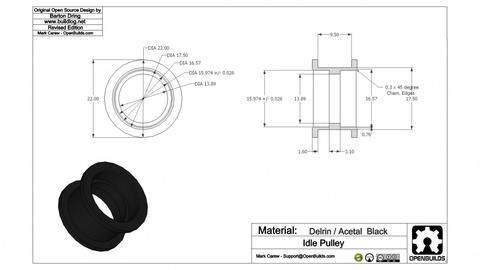 Smooth Idler Pulley Kit Delrin