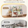 3-Tier Kids Bookshelf, Toy Storage Organizer for Toddler, Book Shelf for Kids Rooms with Sling Book Rack and Storage Bag, Kids Storage Book Shelves for Kids Room, Playroom, Kindergarten, Nursery Image 4