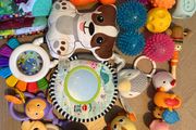 Selection of baby toys, sensory balls,