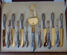 Cake server, Couvert (1) - .800 silver - Italy