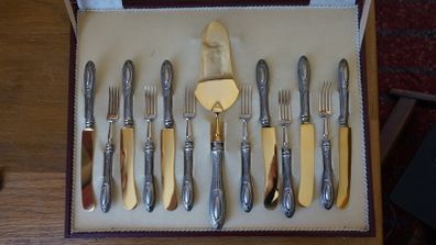 Cake server, Couvert (1) - .800 silver - Italy
