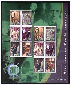 2000 Ireland Celebrating the Millennium Commemorative Stamp Series 3 Discoveries Sheet Mint Never Hinged (MNH)