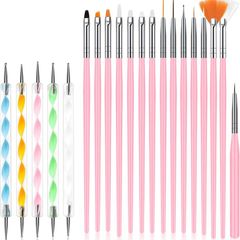 Nail Art Brushes Set, 15pcs Acrylic Nail Brush Painting Pen and 5pcs Nail Dotting Tools, Nail Pen Designer Nail Art Painting Kit for Diy & Professional Use