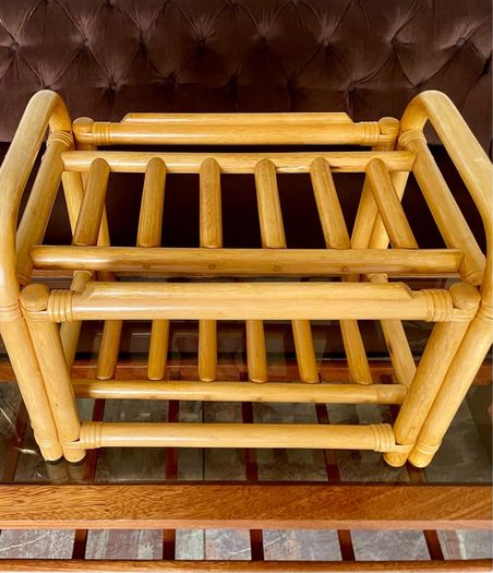 Sturdy Versatile Rattan and Bamboo Low Stool Footstool VGC