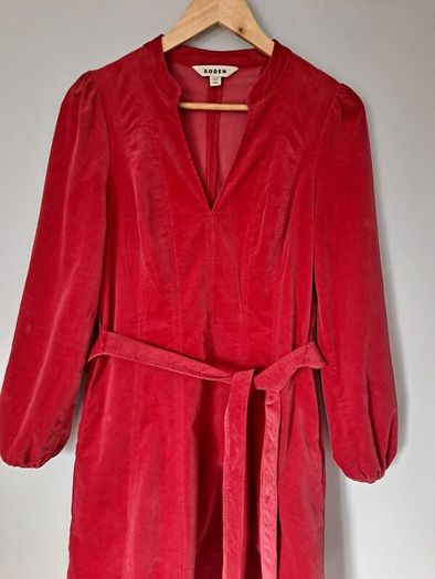 Boden red fine cord dress size UK 12