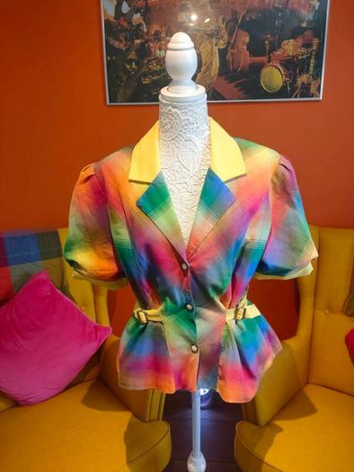 Vintage rainbow plaid blazer