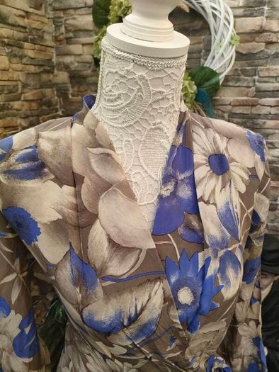 Blue and grey floral dress