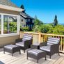 NEW SALE 5 Pcs PE Rattan Garden Furniture Set, 2 Armchairs 2 Stools Glass Top Table Cushions Wicker Weave Chairs Outdoor Seating, Dark Grey FREE SHIPPING Image 2