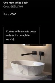 Geo matt white countertop basin from adamsez
