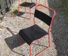 1940s stacking Cox's bakalight seats, steel tube frames