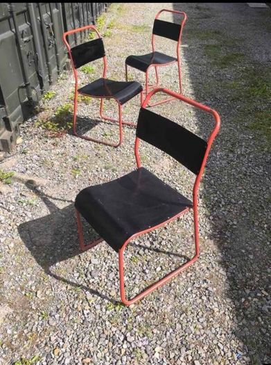 1940s stacking Cox's bakalight seats, steel tube frames
