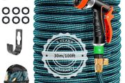 Flexible Garden Hose 30 m / 100 ft Expandable Water Hose Flex Hose with 10 Spray Patterns, 3/4 &amp; 1/2 Adapter, A Flexible Hose for Garden, Car, for Washing and Watering