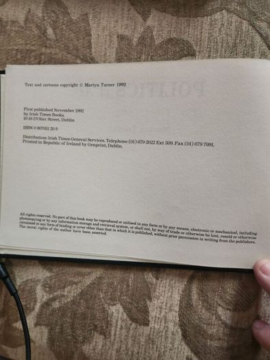 Politics Etc Al. By Martyn Turner. First Edition Hardback In Good Condition.