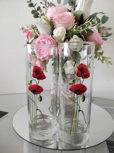 Glassware , Poppies Glassware, Set of 2 glass , poppies