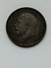 1917 Great Britain Farthing from the United Kingdom, featuring King George V.