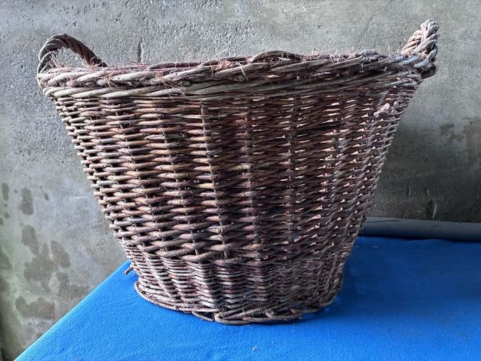 Large vintage wicker log basket