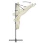 Cantilever Umbrella with Steel Pole 250x250 cm Sand Image 4