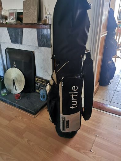 golf clubs and bag