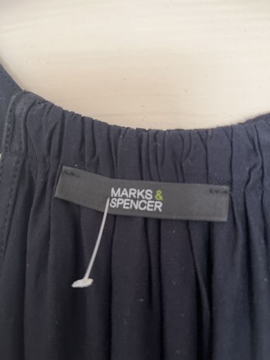 M&S draped navy top with beaded detail