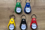 Synthetic leather Volvo key ring with shopping trolley token/coin