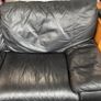 Black Leather 2-Seater Sofa Image 4