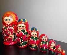 Vintage Wooden Nesting Doll Set Seven Pieces