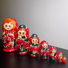Vintage Wooden Nesting Doll Set Seven Pieces