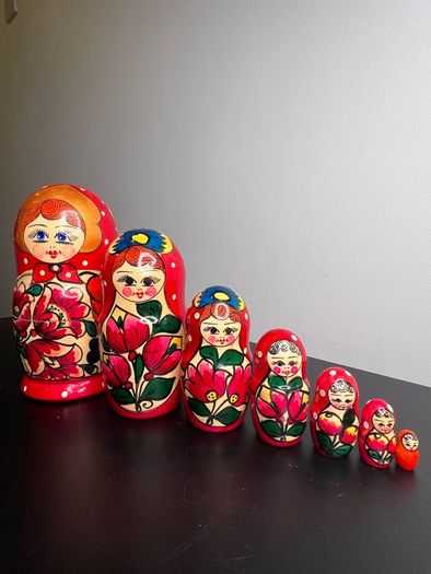 Vintage Wooden Nesting Doll Set Seven Pieces