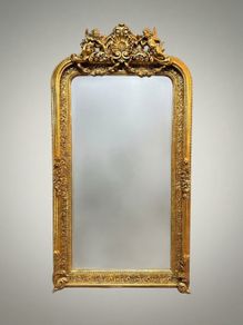 Gilt Wood & Plaster French Style Panel Mirror