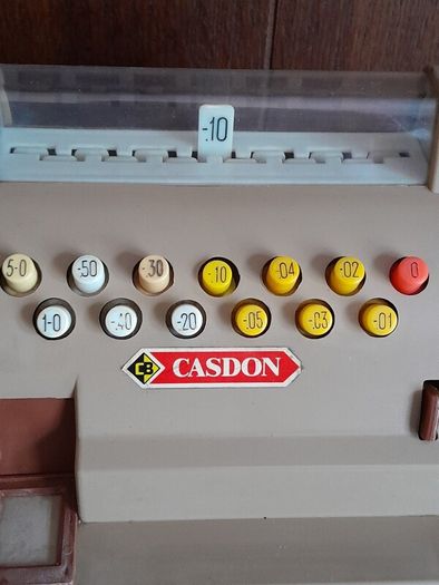 vintage 70s Casdon toy till can post