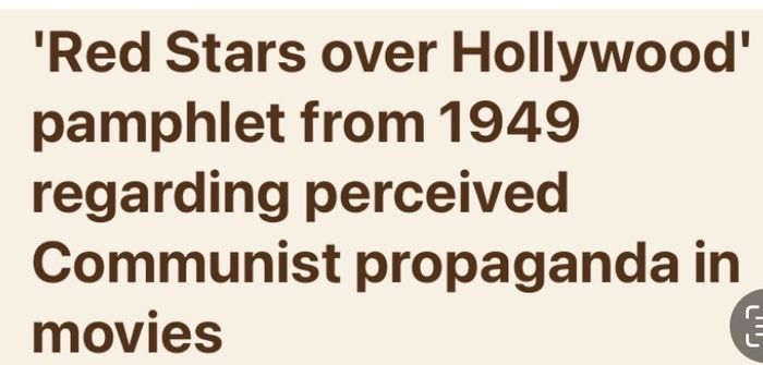 Very Rare Irish Pamphlet Red Stars Over Hollywood highlighting the perceived Communist propogada in the Hollywood movies in the post World War 2 era.