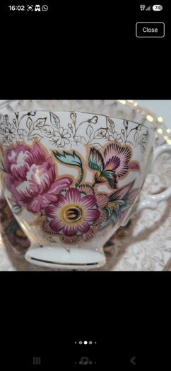 Vintage 22 KT Gold Overlay Chintz Fine Bone China Teacup Trio Set