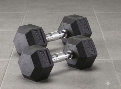 17.5kg and 12.5kg Hex Dumbbells