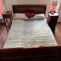 Traditional Wooden Double Bed + Bedside Tables
