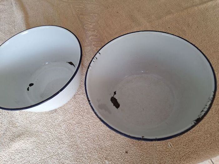 FREE 2 Vintage Enamel Pudding Bowls