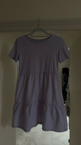 Lilac Purple Tiered Smock T-Shirt Dress - Casual Mini Dress