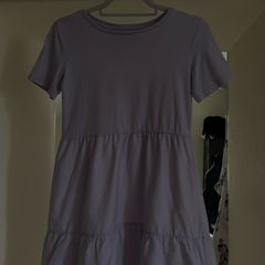 Lilac Purple Tiered Smock T-Shirt Dress - Casual Mini Dress