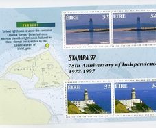 1997 Ireland Stampa Member Souvenir Lighthouse (Tarbert) Commemorative Stamp Booklet Pane Overprinted for Stampa Mint Never Hinged (MNH)