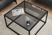 FREE EXPRESS SHIPPING Glass Coffee Table, Small Modern Coffee Table Square Simple Center Tables for Living Room 26.7 x 26.7 x 15.7 Inches