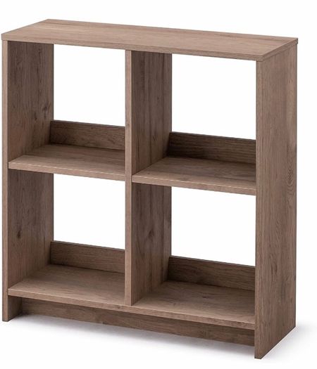 Cube Bookcase/Wooden open shelving unit/Cabinet with 4 shelves/Wood Open Shelf, Easy assembly ,Modular, Office, Living Room,School - Wooden Open Shelf WOS-4 - Ash Brown