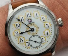 BARN OWL No. 01  Unique Mechanical Watch  Antique Enamel Dial with Real Gold Detailing