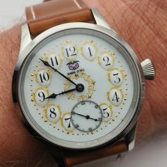 BARN OWL No. 01  Unique Mechanical Watch  Antique Enamel Dial with Real Gold Detailing