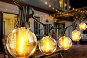 SPRING SALE | Outdoor String Lights Mains Powered - 100FT/30M G40 Garden Festoon Lights with 50+2 Shatterproof LED Bulbs Waterproof for Outside Patio Gazebo Pergola