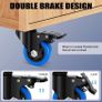 75 mm Castor Wheel, M8 x 1.25 x 25 mm (Shaft Diameter 7.5 mm, Shaft Length 25 mm), Load Capacity 1100LB, Blue Polyurethane Caster Wheel for Furniture, Barbecues, Trolley, Transport,Set of 4 Image 4