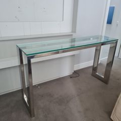 glass and chrome consule table