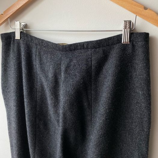 Massimo Dutti Dark Charcoal Grey Wool Wide Leg Trousers