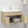 Sink Cabinet with Built-in Basin Sonoma Oak Chipboard Image 3
